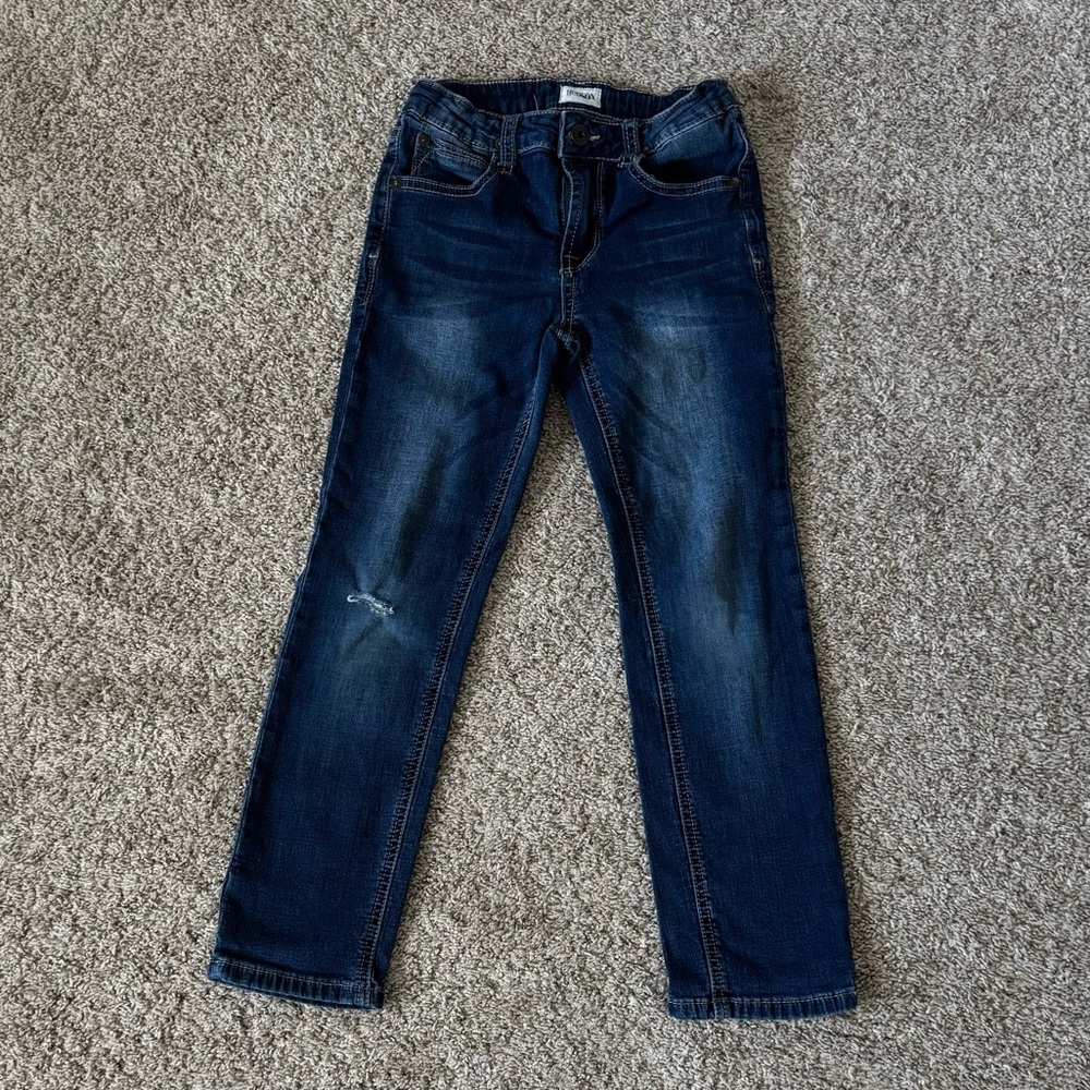 Girls Hudson blue denim distressed dark wash jeans size 7